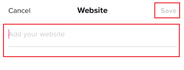 Agregue la URL del sitio web y toque Guardar