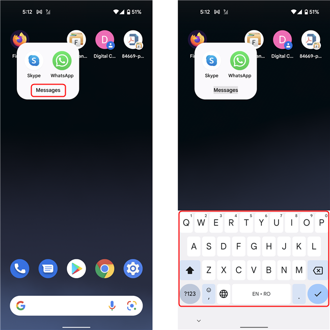 Cambiar el nombre de una carpeta en la pantalla de inicio en Android 12
