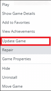 Ahora, haz clic derecho en Battlefront 2 y selecciona la opción Actualizar juego.  Cómo solucionar el problema de origen de Star Wars Battlefront 2 que no inicia