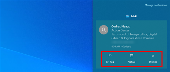 Interactuar con una notificación de Windows 10