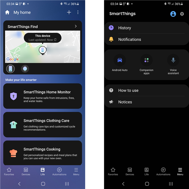 SmartThings monitorea la ubicación del usuario y guarda el historial de acciones realizadas por los dispositivos
