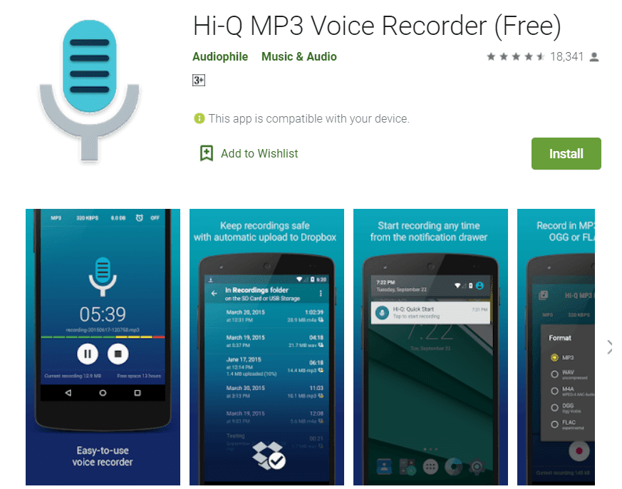 Grabadora de voz Hi-Q MP3