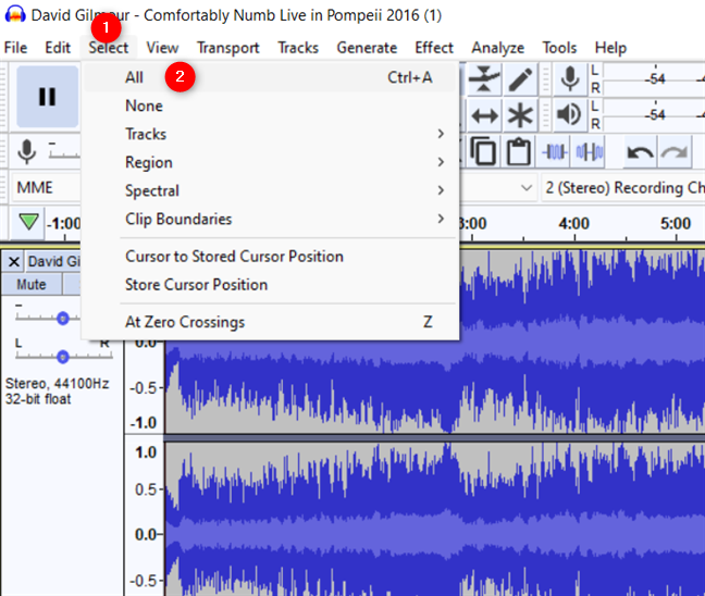 Para invertir un archivo mp3, selecciónelo primero