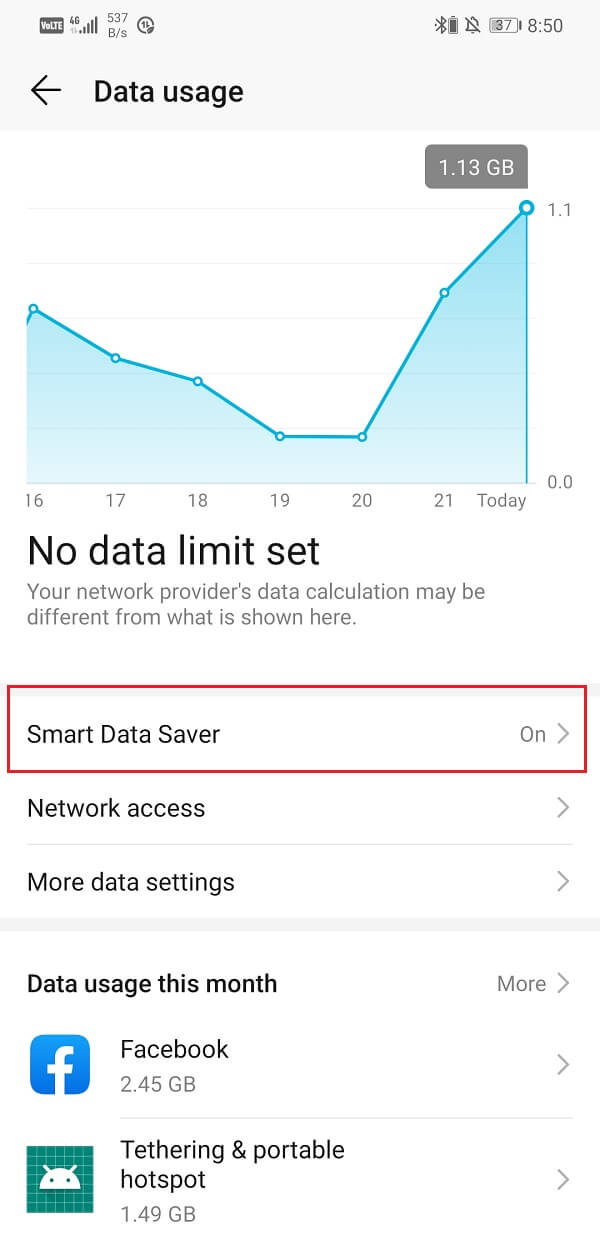 Haga clic en Smart Data Saver