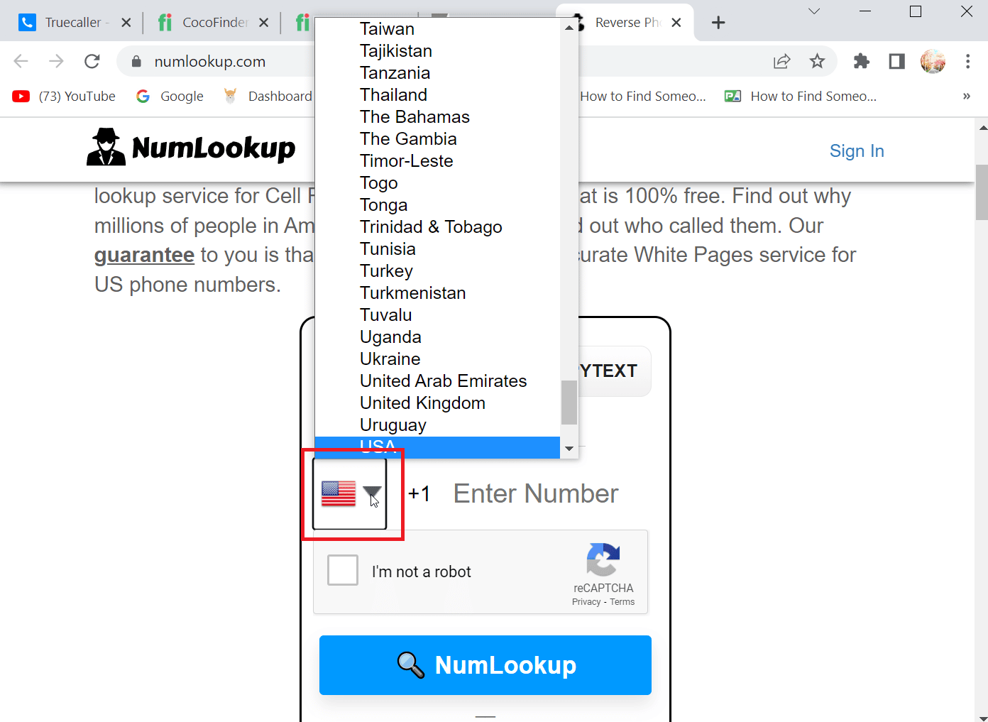haz clic en el icono de la bandera y elige tu país. Cómo encontrar el nombre de alguien por número de teléfono gratis