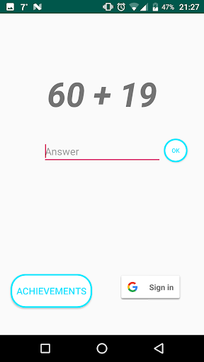 La aplicación te pide que resuelvas problemas matemáticos simples de suma
