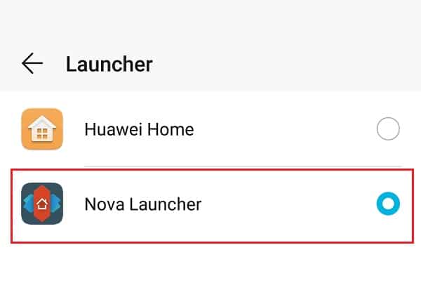 Seleccione Nova Launcher como su lanzador predeterminado