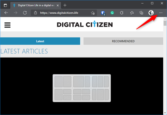 Abrir el menú Configuración y más desde Edge
