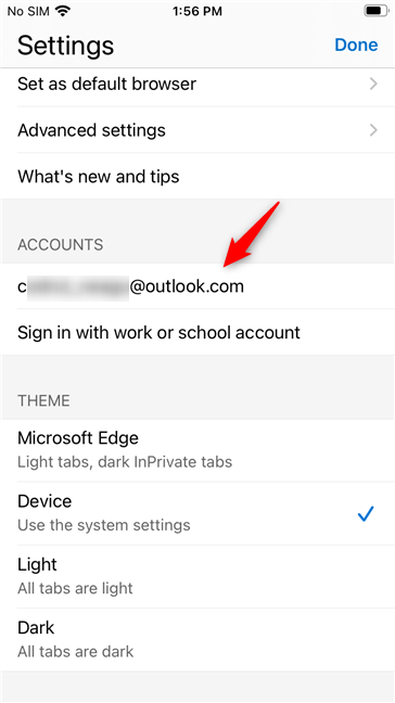 Selección de su cuenta de Microsoft