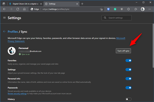 Evita que Edge se sincronice en una computadora