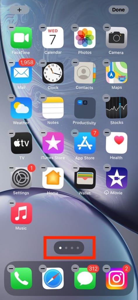 Toca los puntos para ver todas las pantallas de inicio