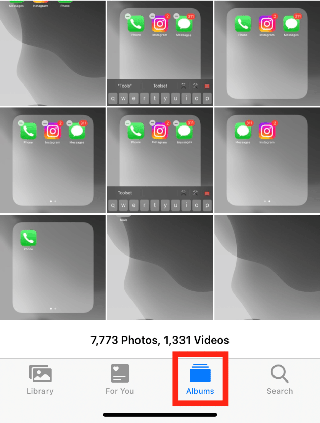 Toca Álbumes.  Cómo encontrar cosas ocultas en iPhone