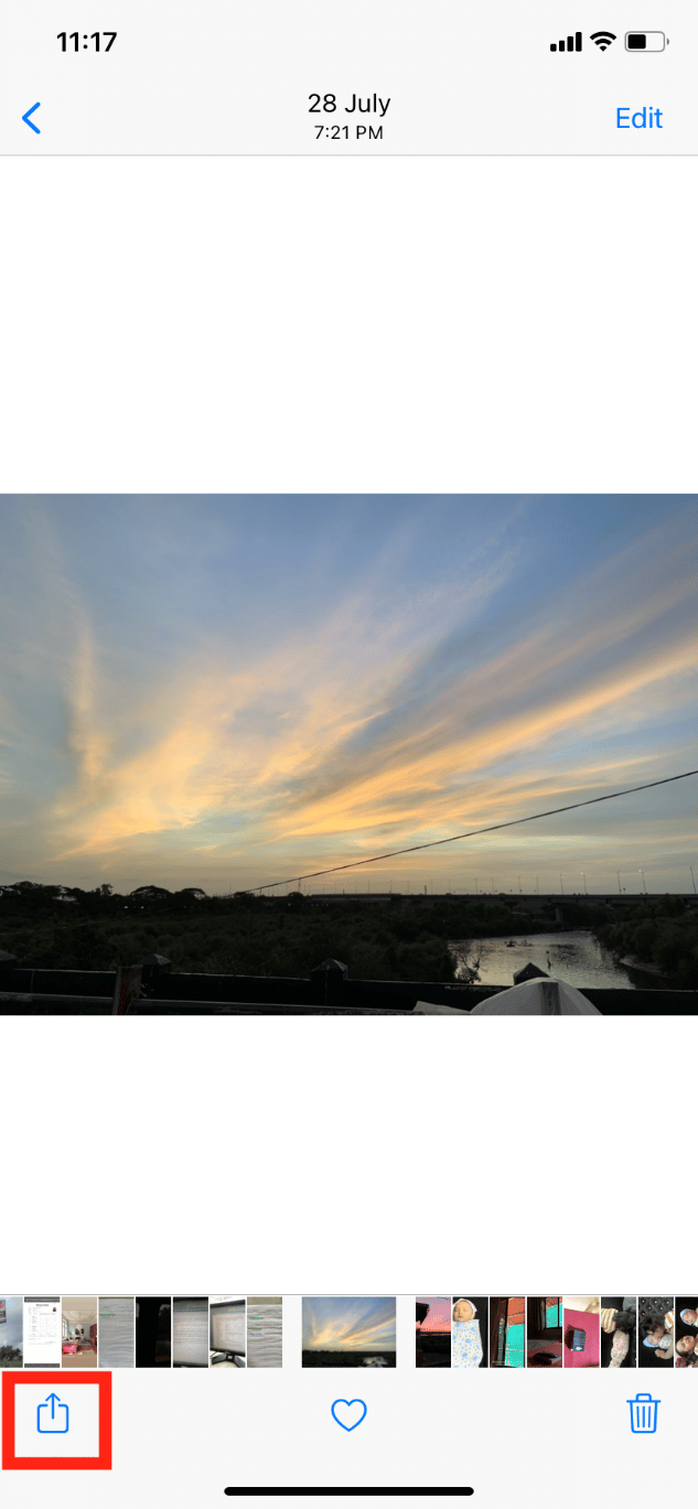 toque el icono de compartir