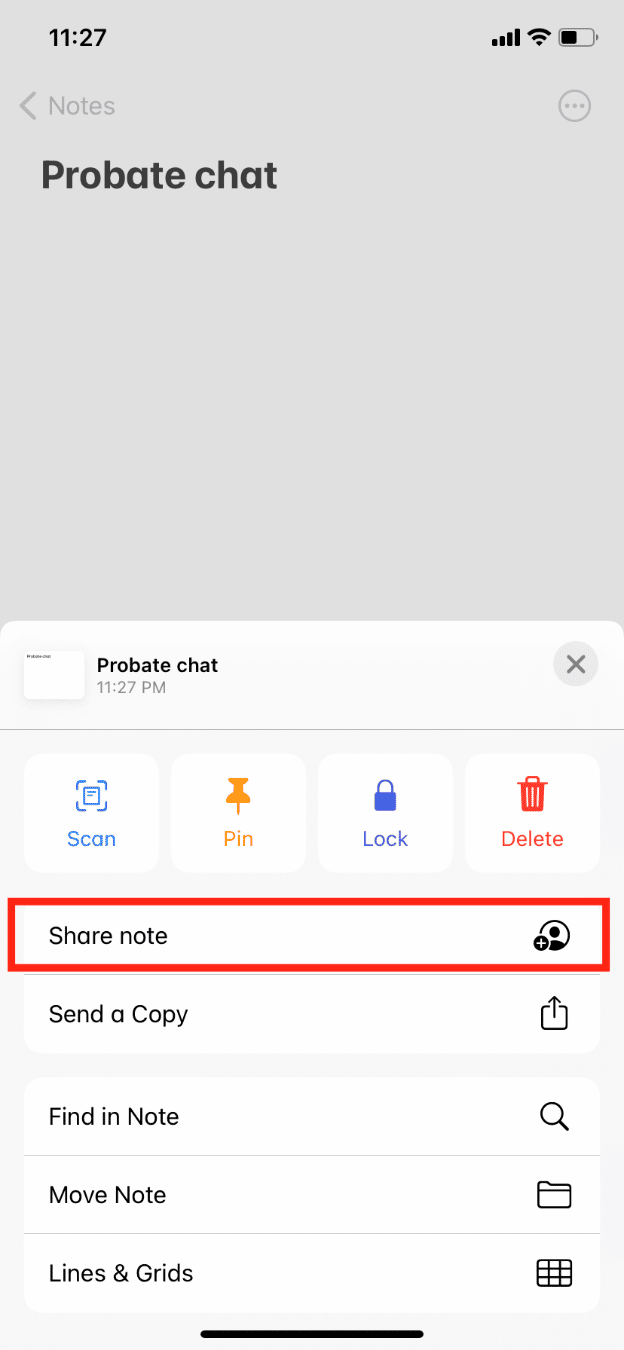 Elija Compartir nota.  Cómo encontrar cosas ocultas en iPhone