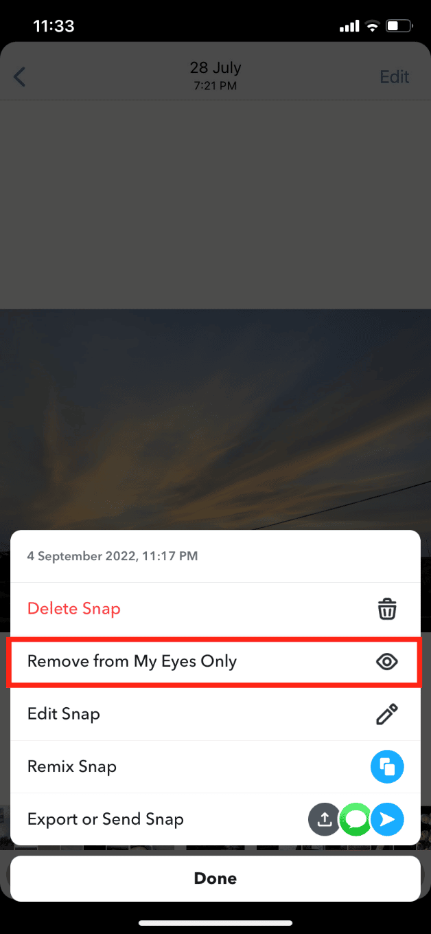 toca Eliminar de Solo mis ojos.  Cómo encontrar cosas ocultas en iPhone