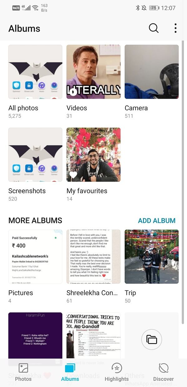 Seleccione el álbum en el que se guarda la imagen | Enviar imagen por correo electrónico o mensaje de texto en Android