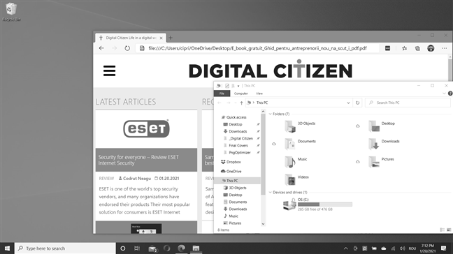 Su pantalla es gris con blanco y negro en lugar de color