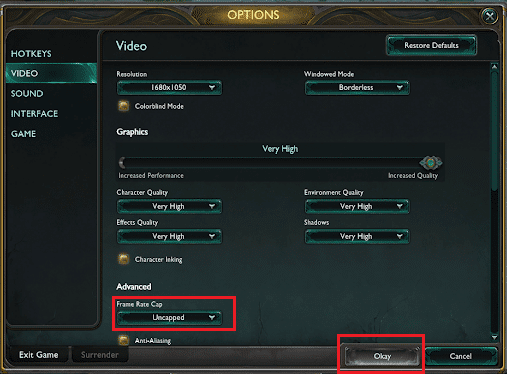 Tasa de fotogramas de League of Legends
