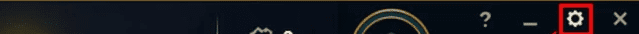 Ahora, haga clic en el ícono de ajustes en la esquina superior derecha de la ventana.  Solucionar el problema de las caídas de fotogramas de League of Legends
