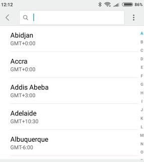 zonas horarias de Android