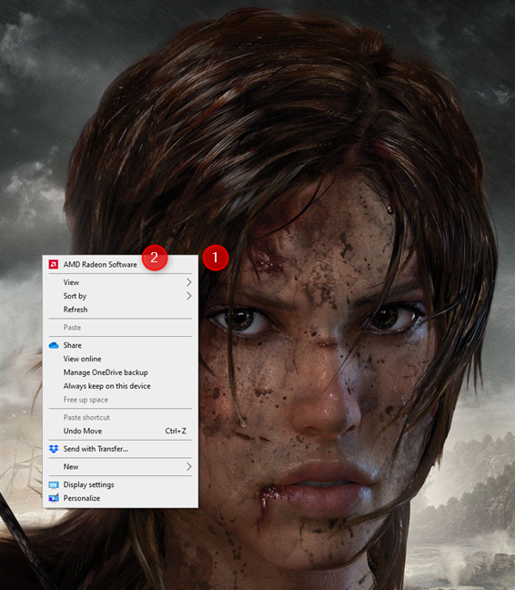 Haga clic derecho en el escritorio y seleccione AMD Radeon Software