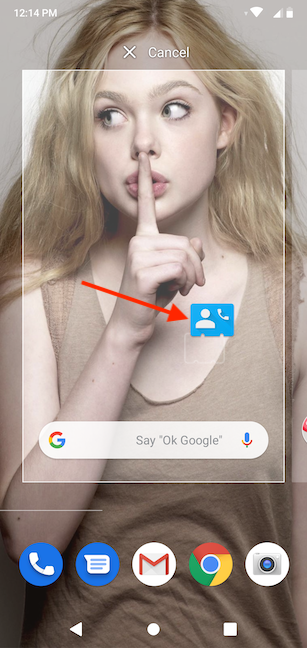 Desliza para colocar el widget en la pantalla de inicio