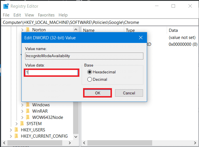 Debajo de un dato de valor, verá un valor de 0, modifíquelo a 