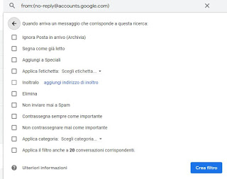 Detalles del filtro de Gmail Configuración de filtros