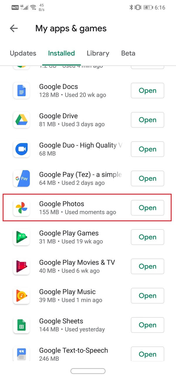 Busca Google Fotos y comprueba si hay alguna actualización pendiente
