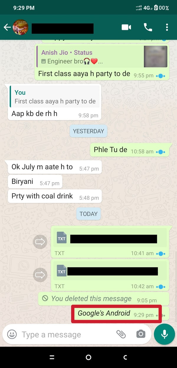 envíe el mensaje y se entregará en formato cursiva.