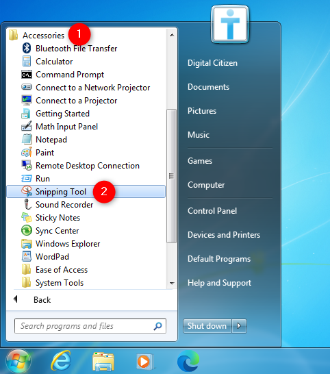 Use el acceso directo de la herramienta de recorte de Windows desde el menú Inicio