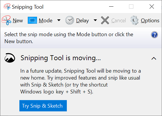 La herramienta de recorte de Windows 10