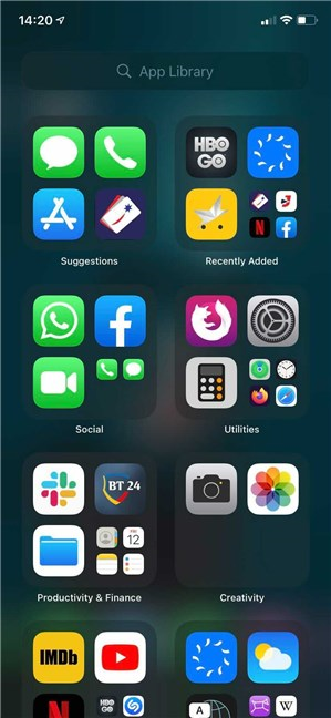 La biblioteca de aplicaciones en tu iPhone