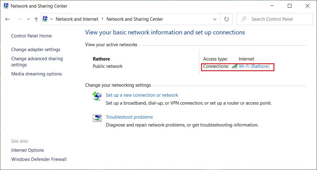 Haga clic en el enlace (este será su nombre de Wi-Fi) junto a Conexiones |  ¿Cómo encuentro la dirección IP de mi enrutador?
