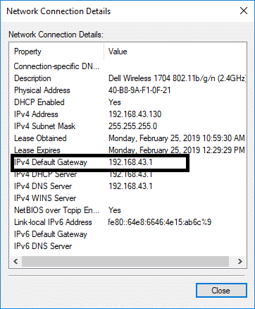 Aquí verá la dirección IP junto a la puerta de enlace IPv4 predeterminada.  |  Encuentra la dirección IP de mi enrutador