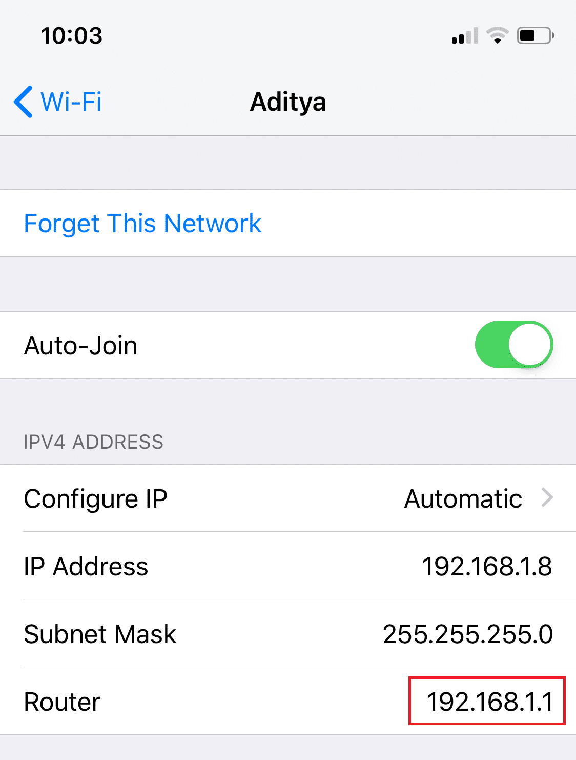 Cómo encontrar la dirección IP del enrutador en dispositivos iOS |  Encuentre la dirección IP de su enrutador