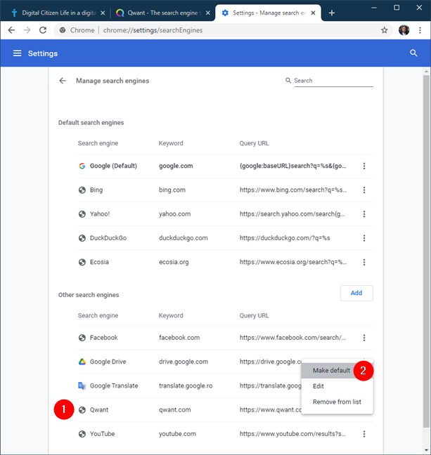 Establecer un nuevo motor de búsqueda en Google Chrome para Windows
