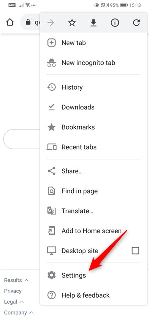 Abrir Configuración en Google Chrome para Android