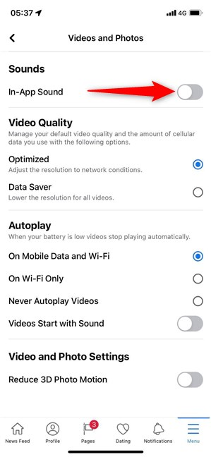 ¿Cómo desactivar los sonidos de Facebook en iPhone o iPad?