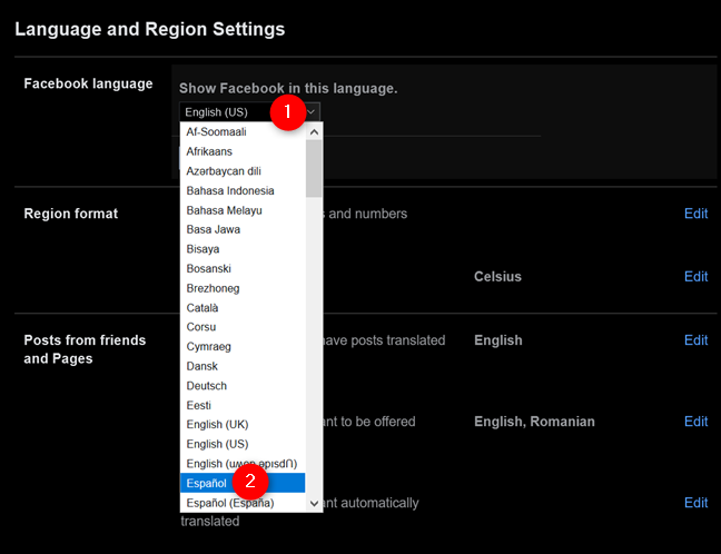 Cómo cambiar el idioma de Facebook a español desde tu navegador