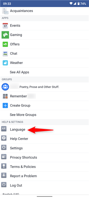 Cómo cambiar el idioma en Facebook en un navegador móvil