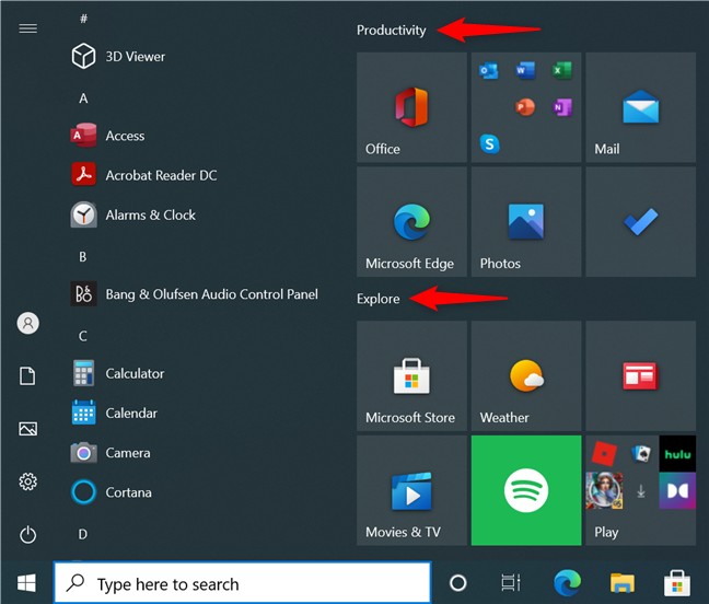Cómo organizar el Menú Inicio de Windows 10 usando grupos