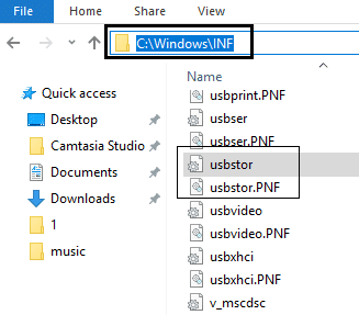 archivo usbstor inf y usbstor pnf