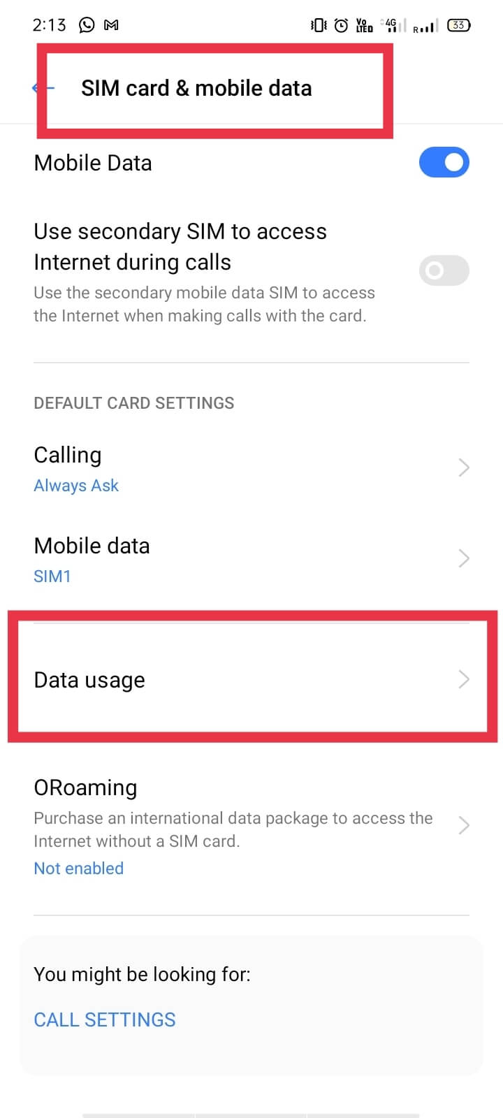 Presiona Uso de datos. | Cómo enviar MMS a través de Wi-Fi