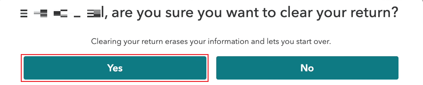 Haga clic en Sí para eliminar su declaración