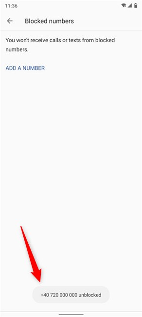 Has desbloqueado con éxito el número.