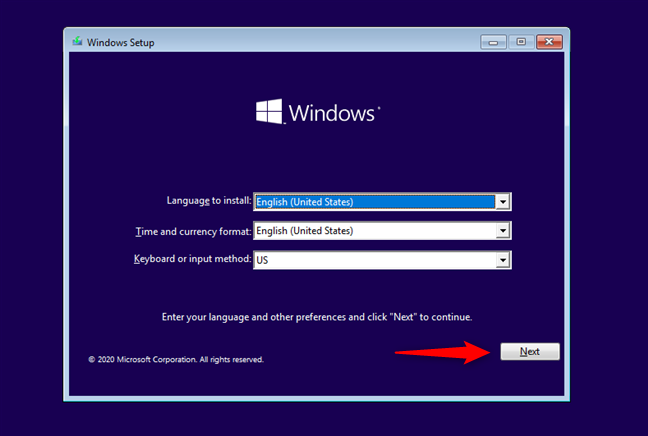 En la configuración de Windows 11, presione Siguiente