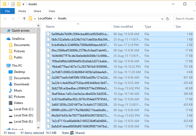eliminar permanentemente la carpeta de recursos del archivo en Localstate