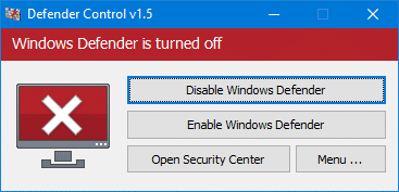 Deshabilite Windows Defender usando Defender Control