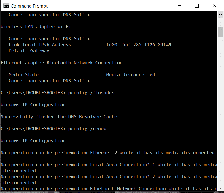 Limpiar DNS | Arreglar Sin conexión a Internet después de actualizar a Windows 10 Creators Update